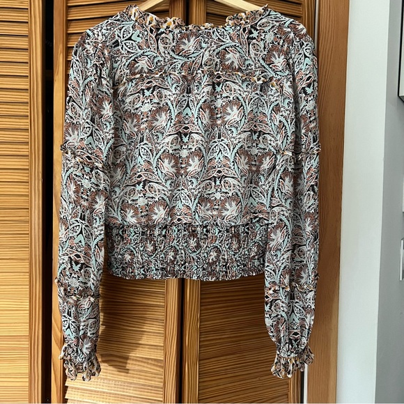 Anthropologie Womens Floral Print Ruffle Blouse. Size medium. - Picture 5 of 10